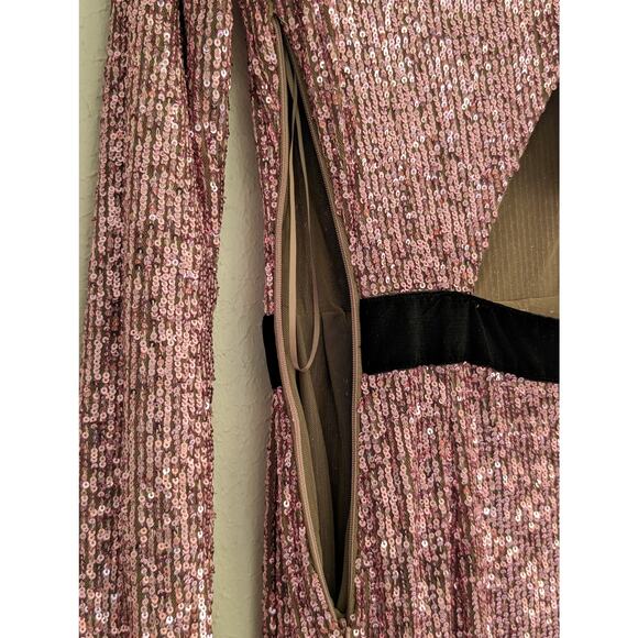 Nenette Milano Rose Pink Sequin Maxi Dress IT 42 US S Evening Gown Made in Italy - Picture 4 of 7